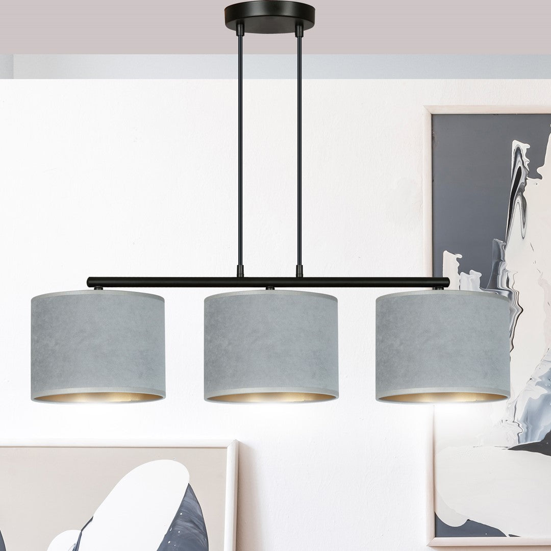 Hängeleuchte Crest 3 in Schwarz, Grau, 3-flammig