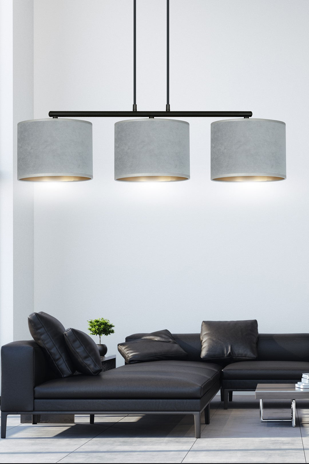 Hängeleuchte Crest 3 in Schwarz, Grau, 3-flammig