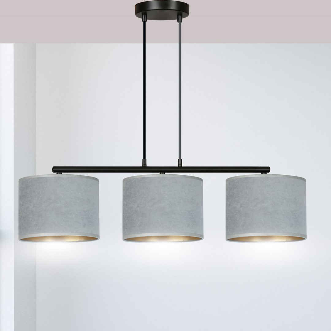 Hängeleuchte Crest 3 in Schwarz, Grau, 3-flammig