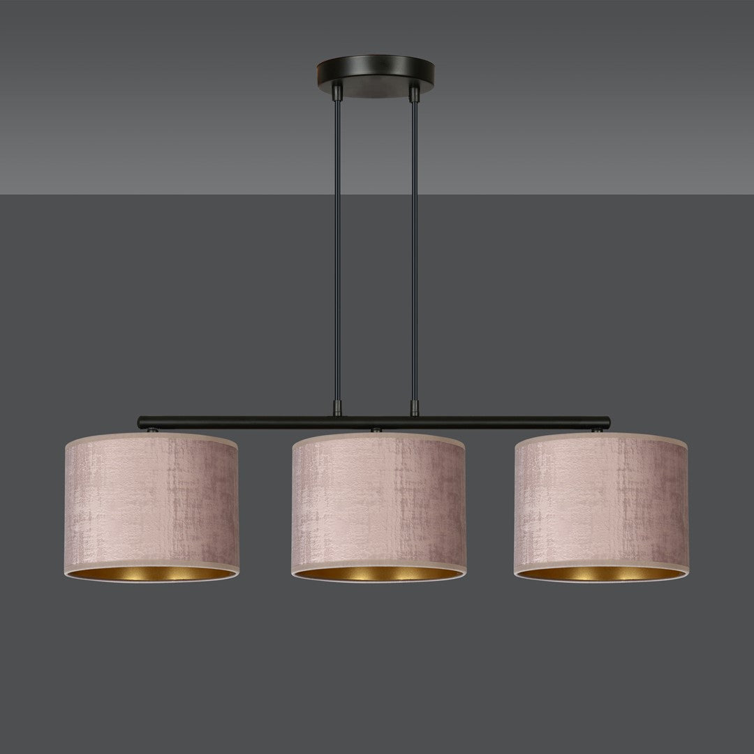 Hängeleuchte Crest 3 in Schwarz, Rosa, 3-flammig