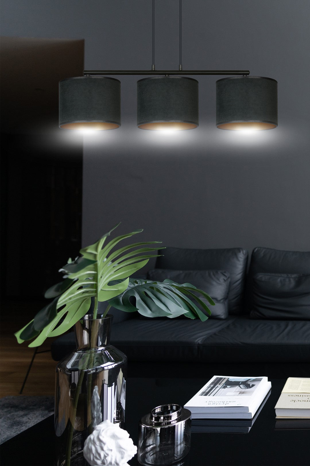 Hängeleuchte Crest 3 in Schwarz, 3-flammig