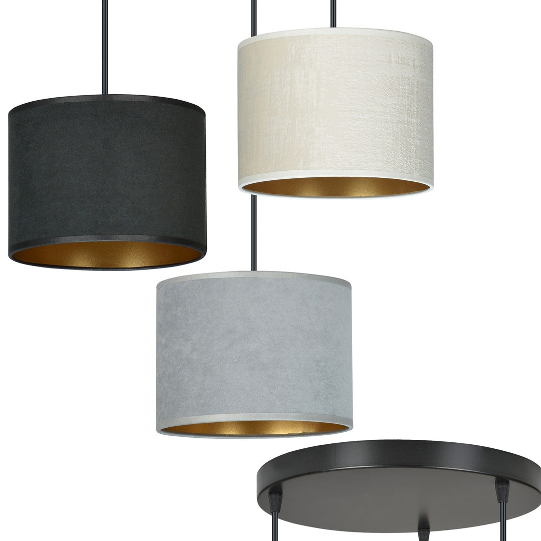 Hängeleuchte Crest 3 Premium in Schwarz, Grau, Weiß, 3-flammig