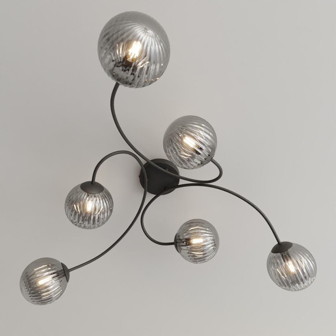 Deckenleuchte Aetheris 6 in Schwarz, Graphit, 6-flammig