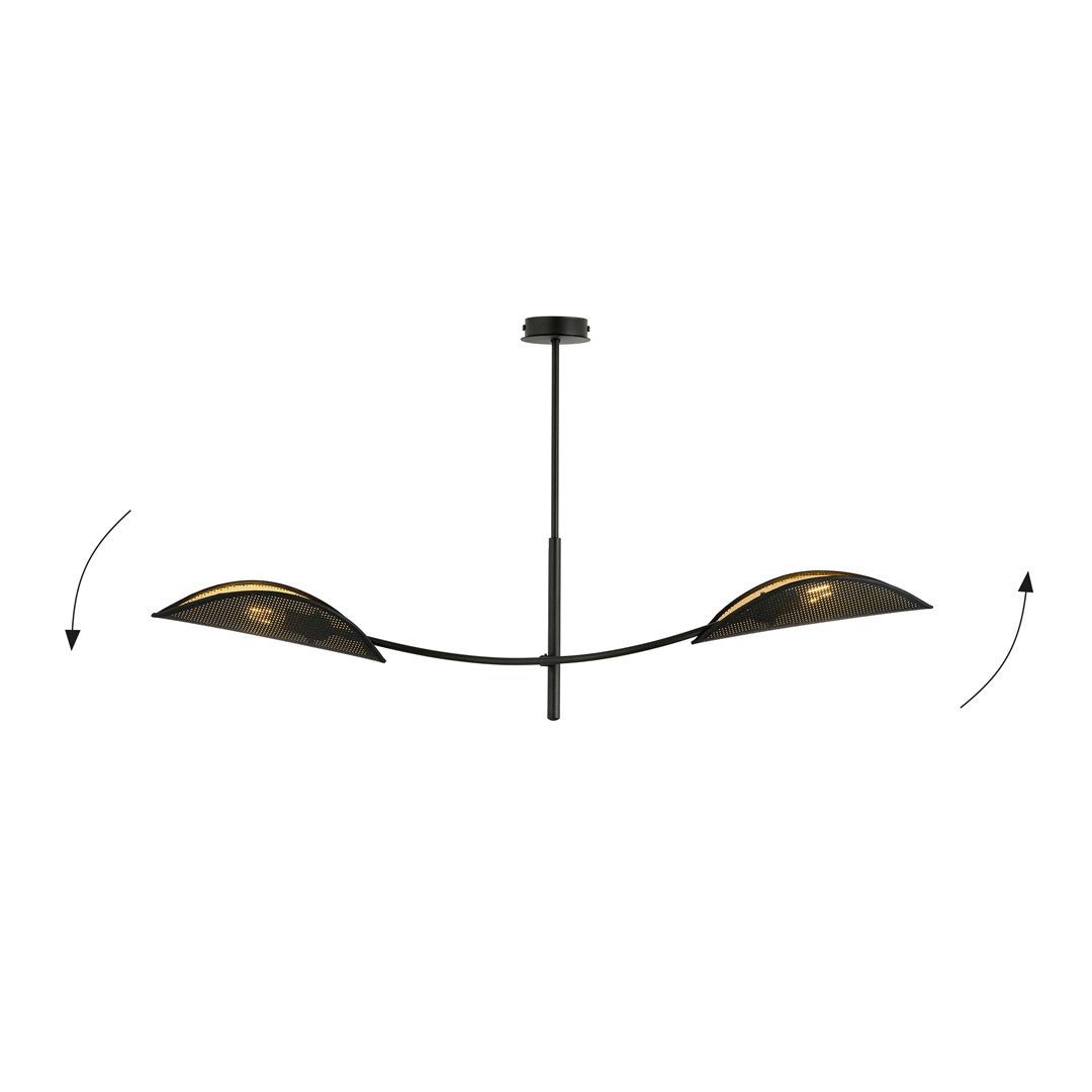 Deckenleuchte Bloom 2 in Schwarz, Gold, 2-flammig
