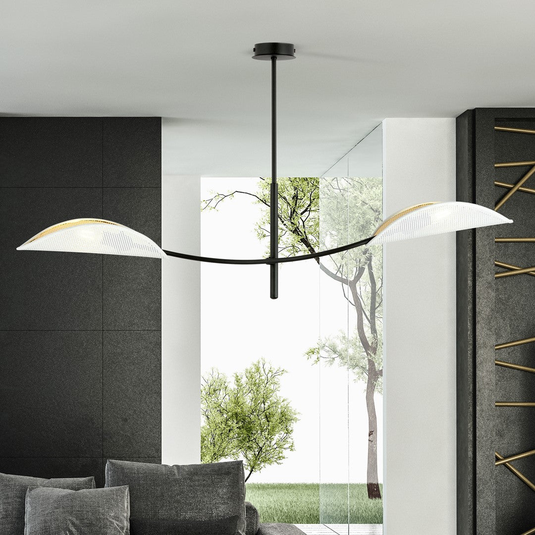Deckenleuchte Bloom 2 in Schwarz, Weiß, Gold, 2-flammig