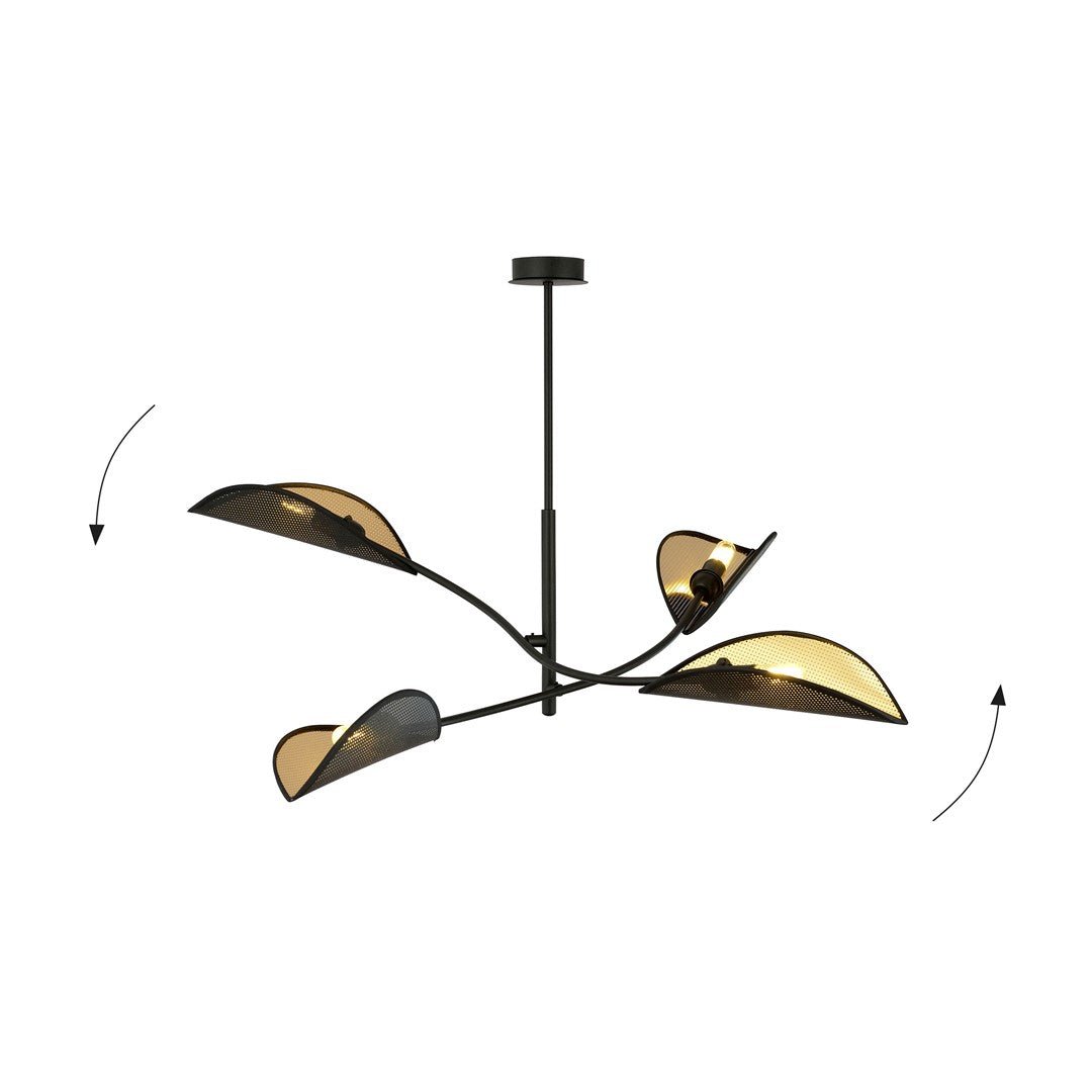 Deckenleuchte Bloom 4 in Schwarz, Gold, 4-flammig