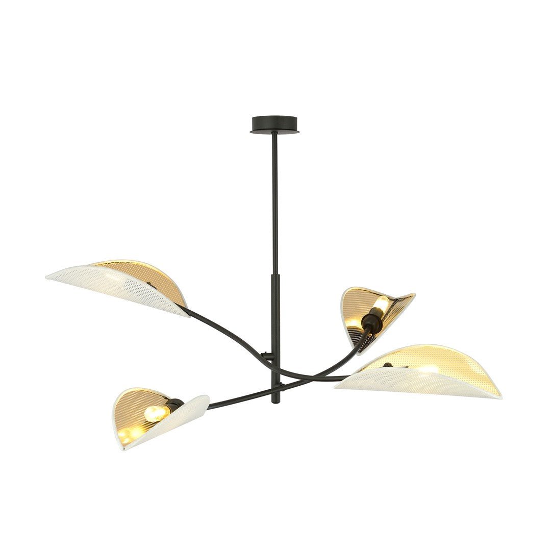 Deckenleuchte Bloom 4 in Schwarz, Weiß, Gold, 4-flammig