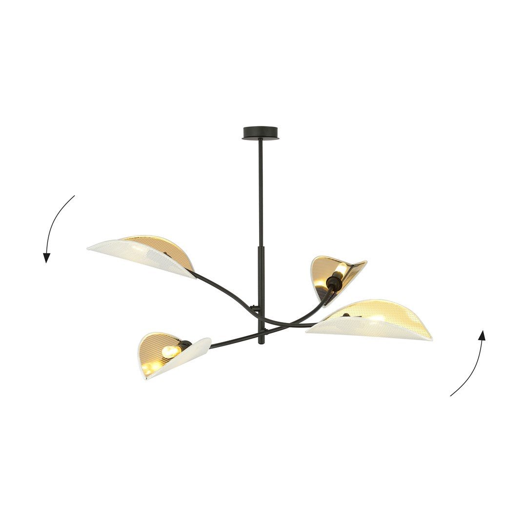 Deckenleuchte Bloom 4 in Schwarz, Weiß, Gold, 4-flammig