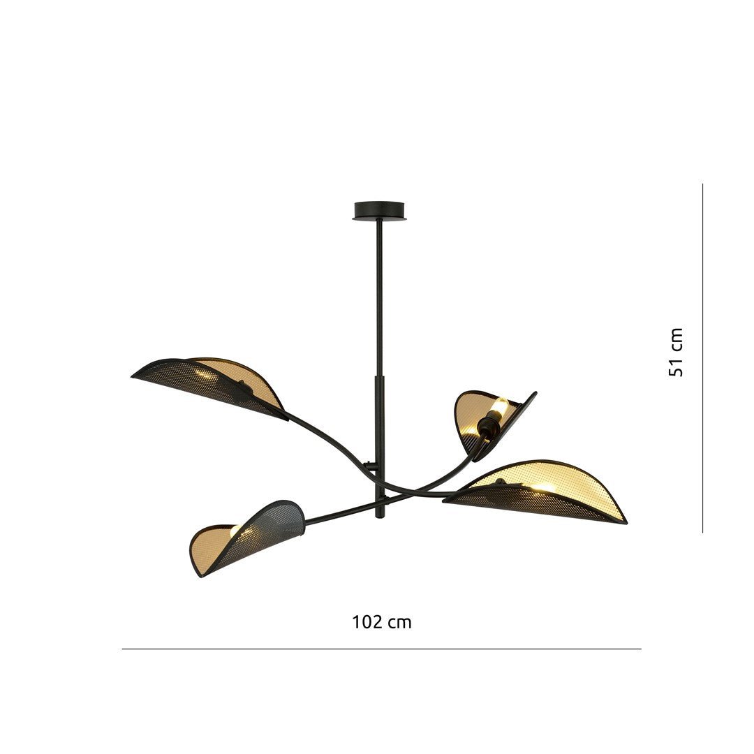 Deckenleuchte Bloom 4 in Schwarz, Gold, 4-flammig