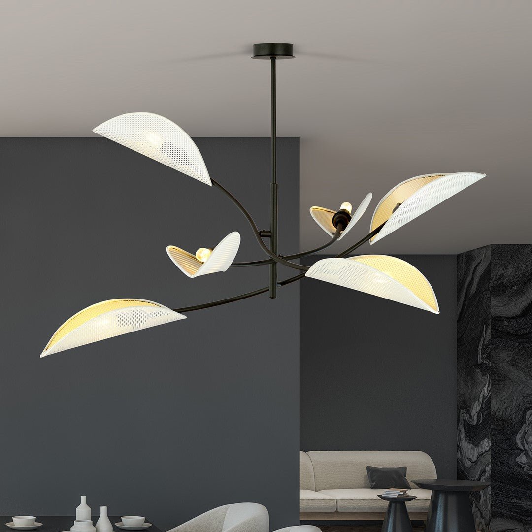 Deckenleuchte Bloom 6 in Schwarz, Weiß, Gold, 6-flammig