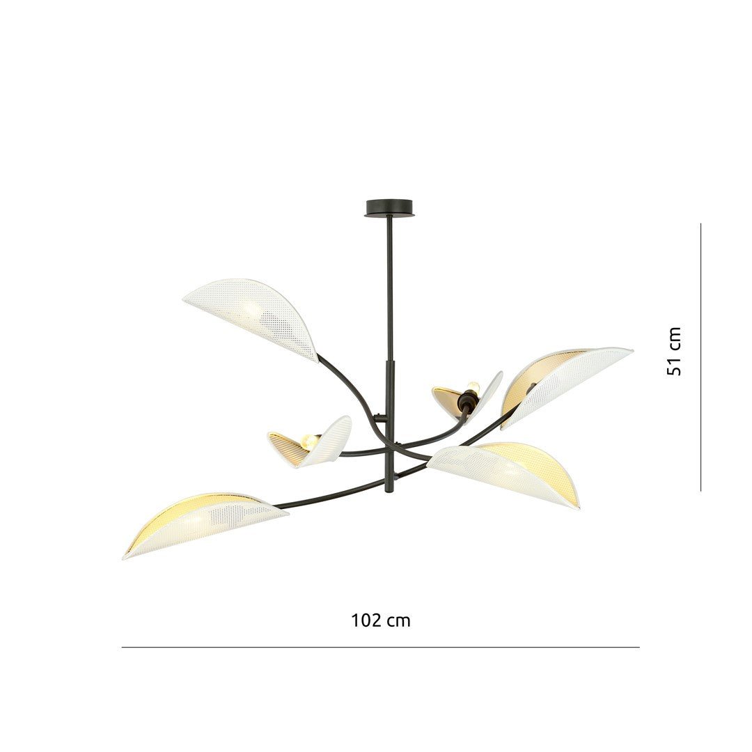 Deckenleuchte Bloom 6 in Schwarz, Weiß, Gold, 6-flammig