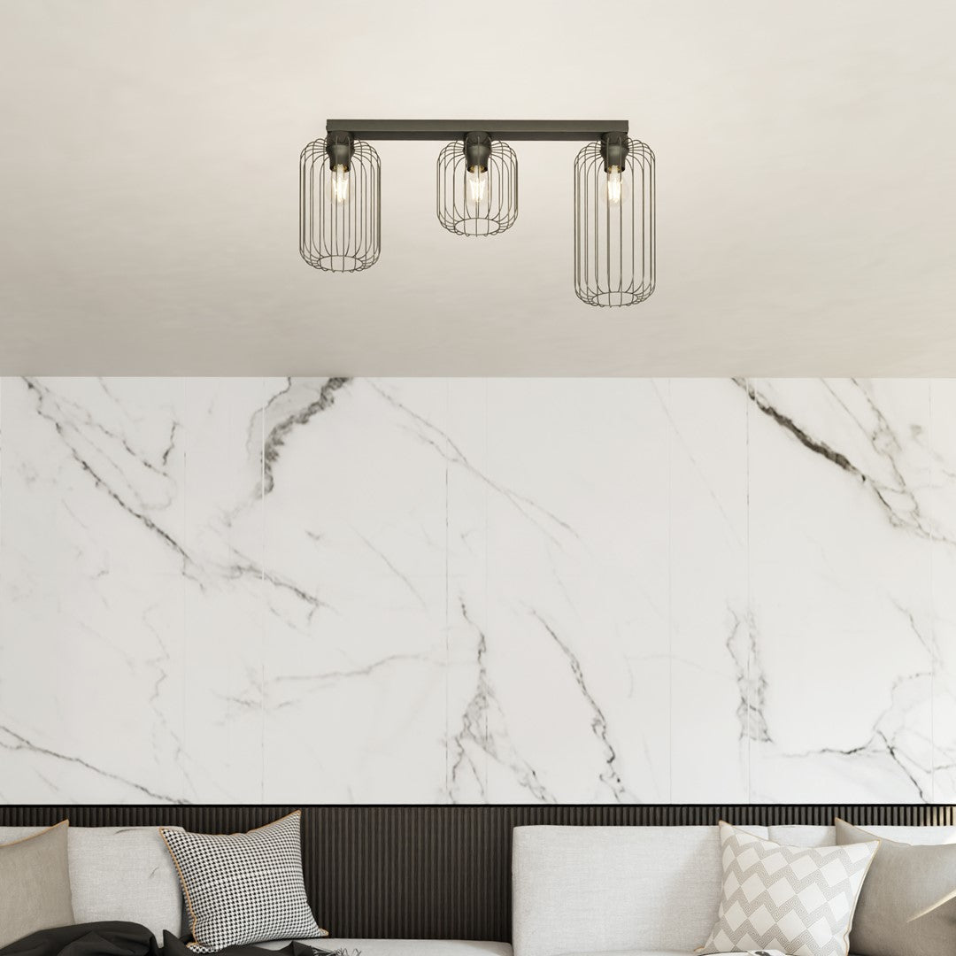 Deckenleuchte Cottage 3 in Schwarz, 3-flammig