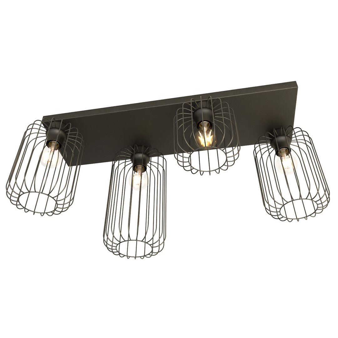 Deckenleuchte Cottage 4 in Schwarz, 4-flammig
