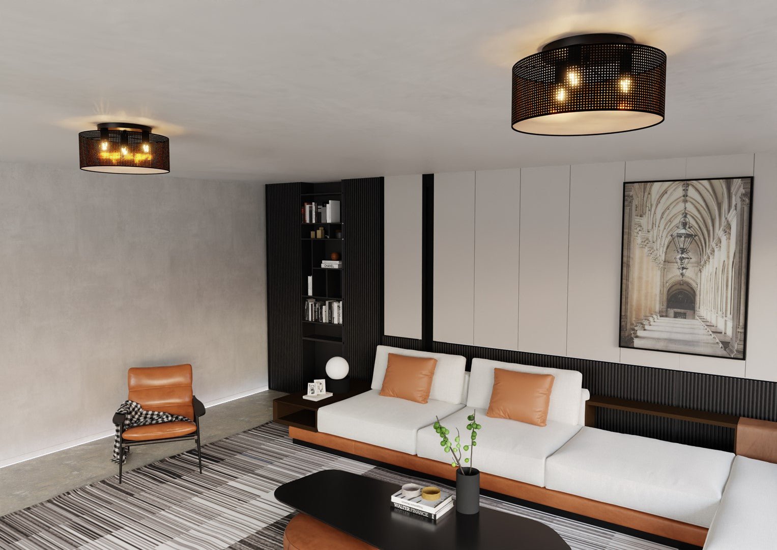 Deckenleuchte Edge 3 in Schwarz, Gold, 3-flammig