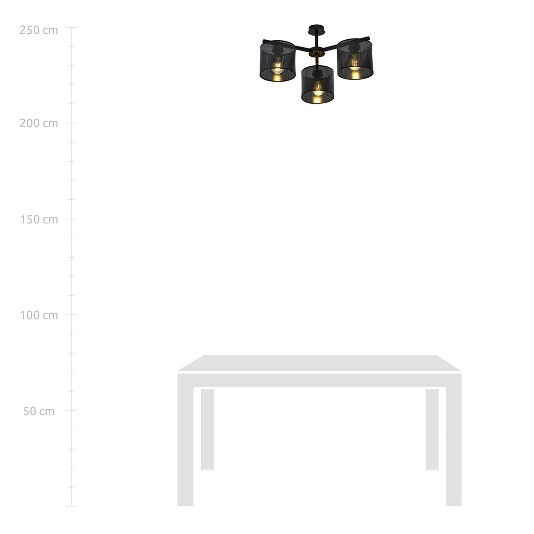 Deckenleuchte Ember 3 in Schwarz, 3-flammig
