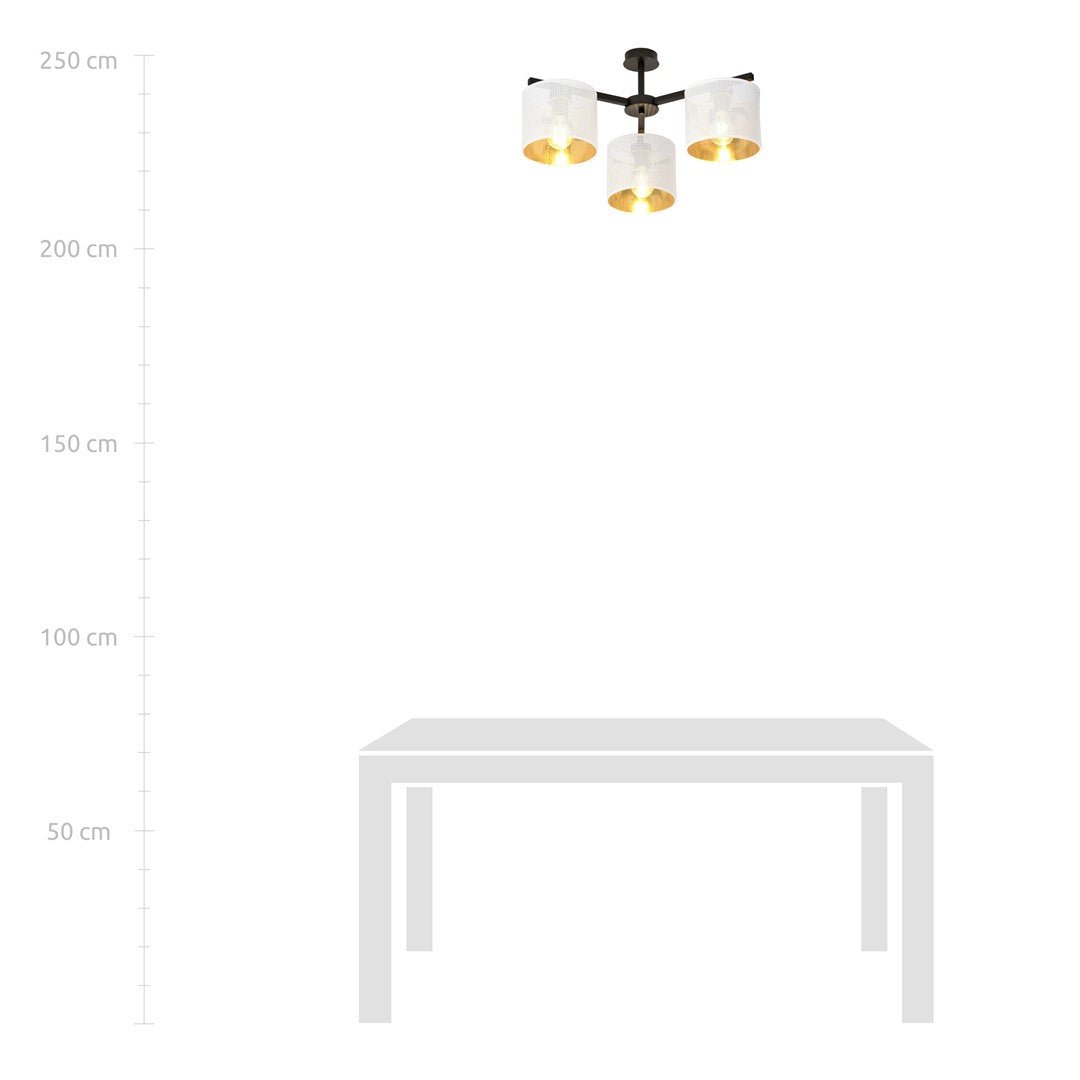 Deckenleuchte Ember 3 in Schwarz, Weiß, Gold, 3-flammig