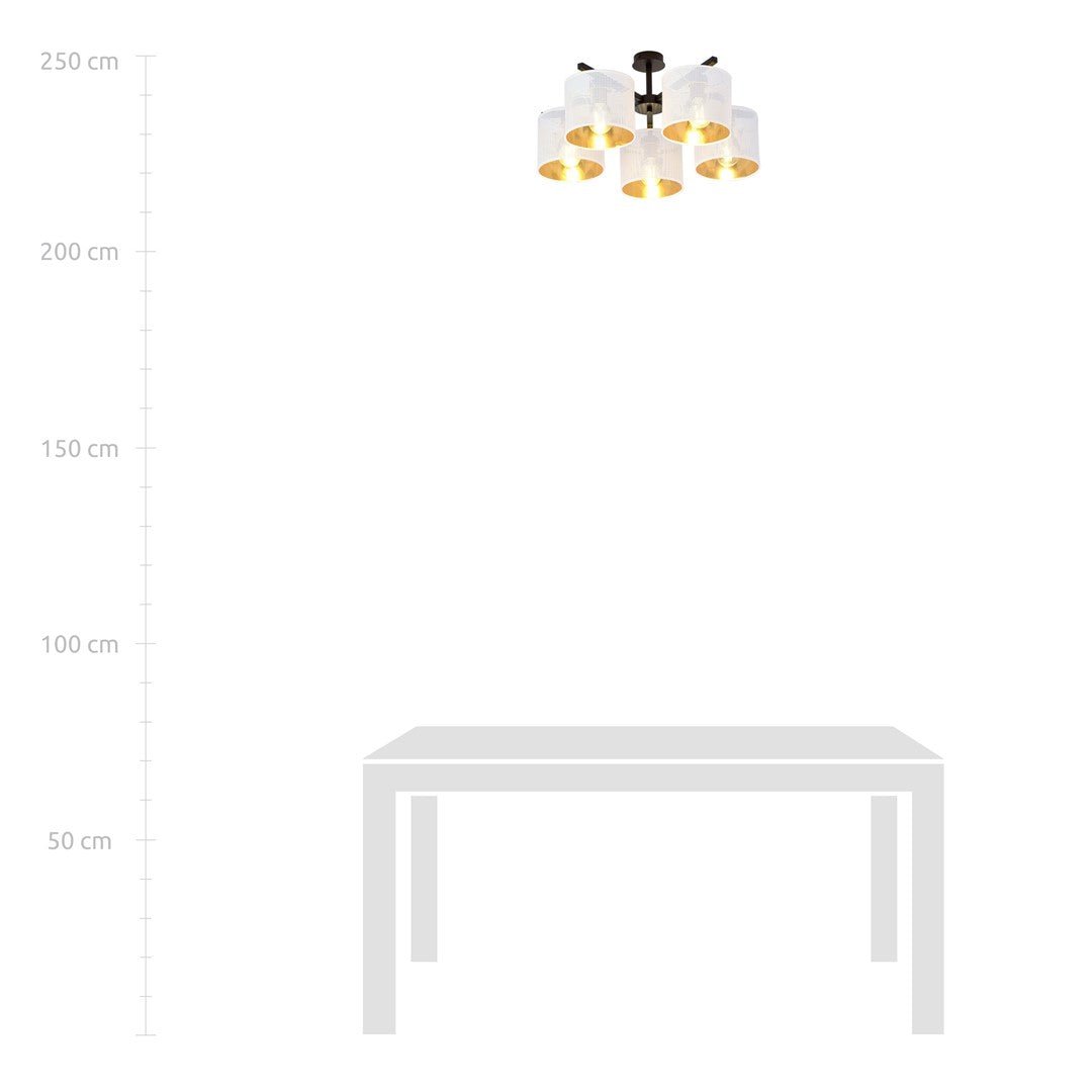 Deckenleuchte Ember 5 in Schwarz, Weiß, Gold, 5-flammig