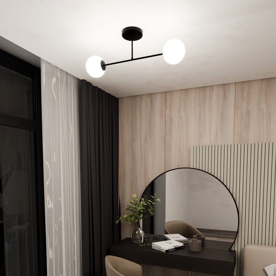 Deckenleuchte Eternal 2 in Schwarz, Weiß, 2-flammig