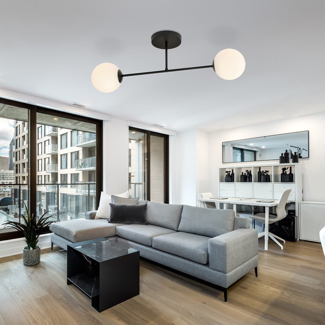 Deckenleuchte Eternal 2 in Schwarz, Weiß, 2-flammig