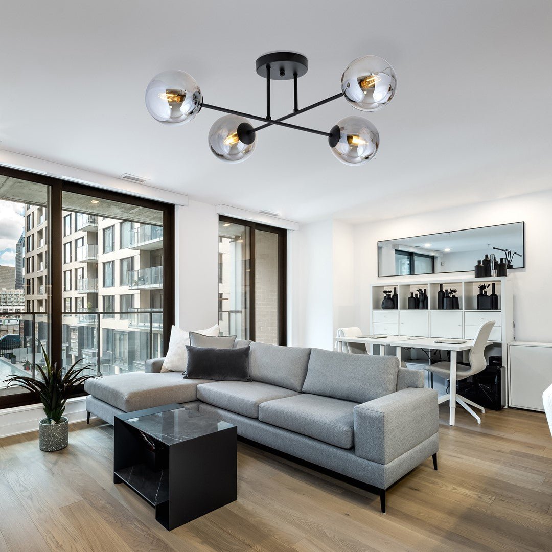 Deckenleuchte Eternal 4 in Schwarz, Graphit, 4-flammig