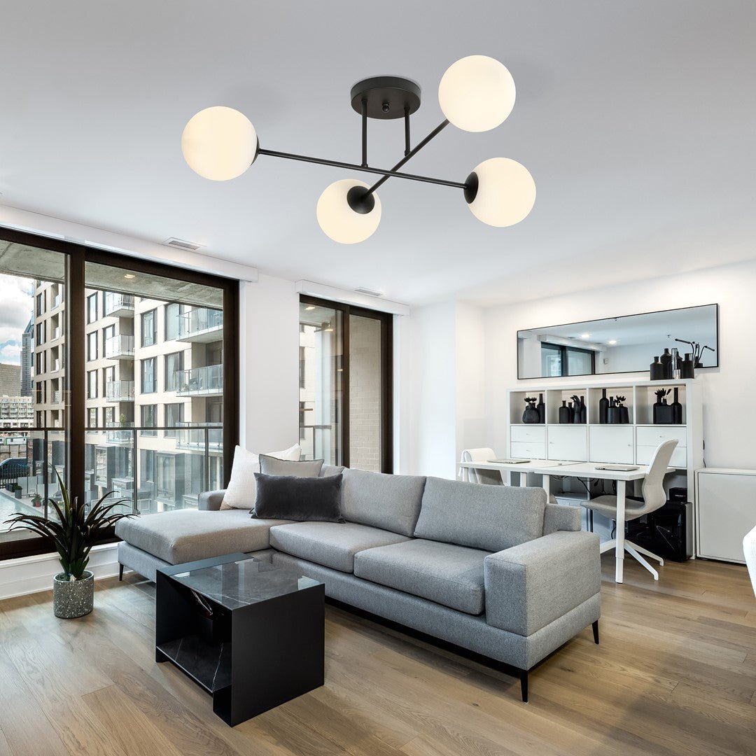 Deckenleuchte Eternal 4 in Schwarz, Weiß, 4-flammig