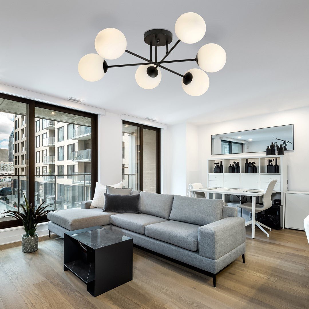 Deckenleuchte Eternal 6 in Schwarz, Weiß, 6-flammig