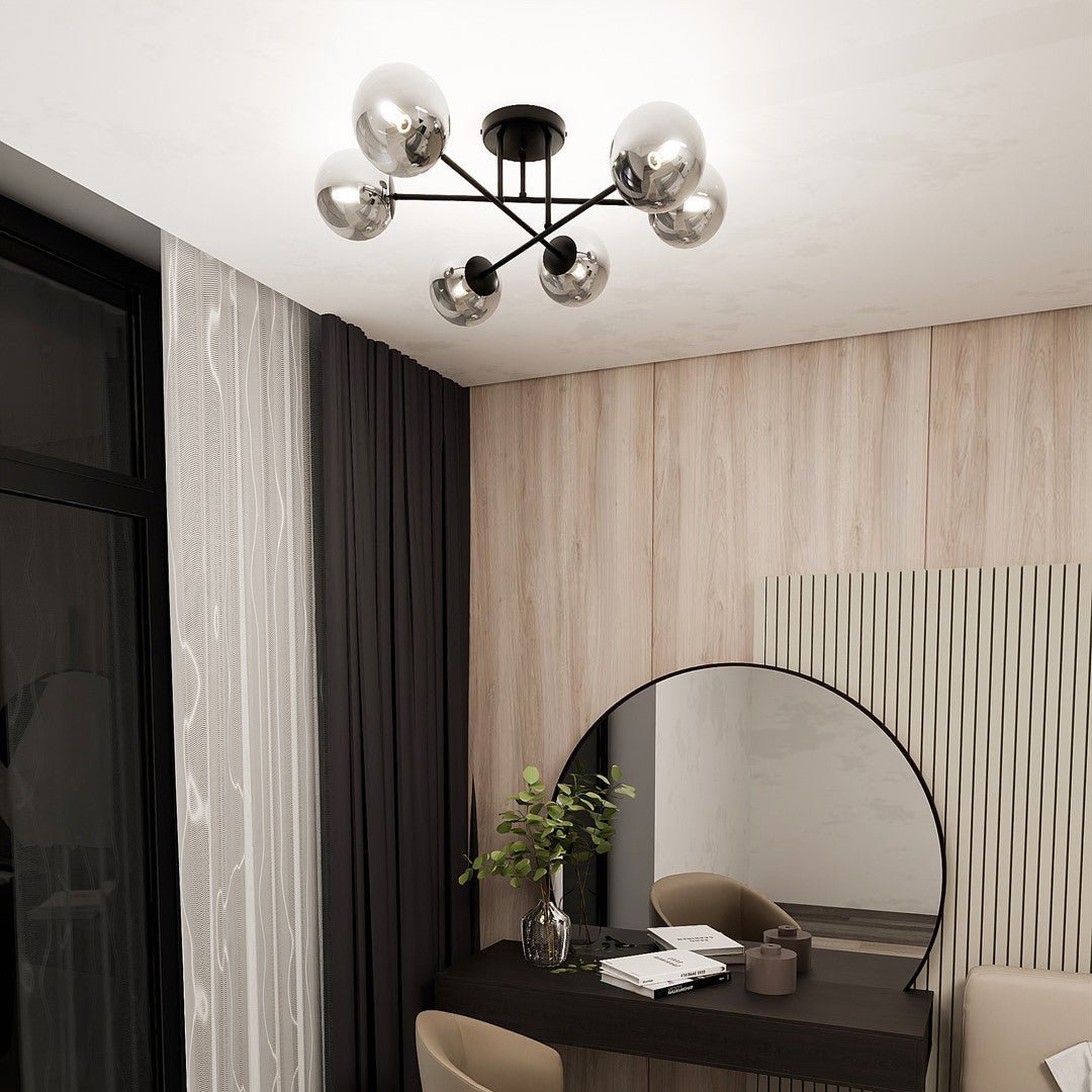 Deckenleuchte Eternal 6 in Schwarz, Graphit, 6-flammig