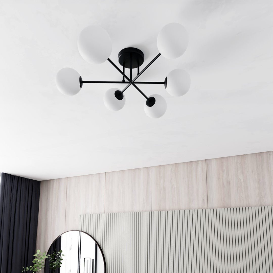 Deckenleuchte Eternal 6 in Schwarz, Weiß, 6-flammig