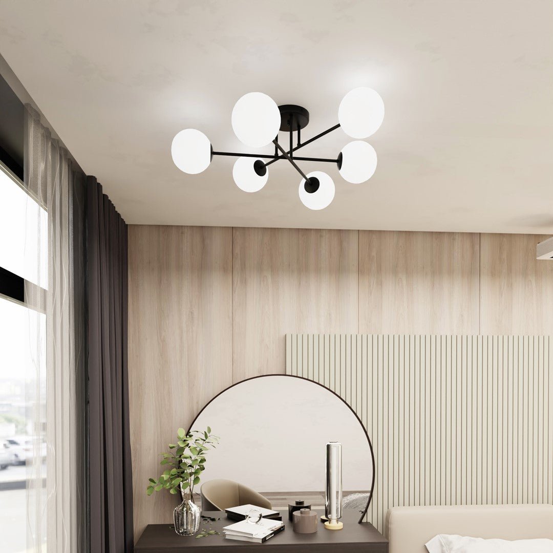 Deckenleuchte Eternal 6 in Schwarz, Weiß, 6-flammig