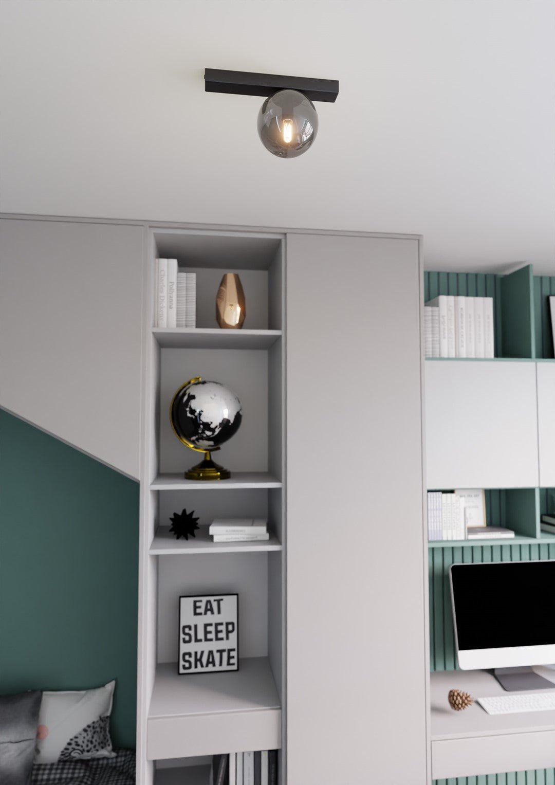 Deckenleuchte Flex 1 in Schwarz, Graphit, 1-flammig