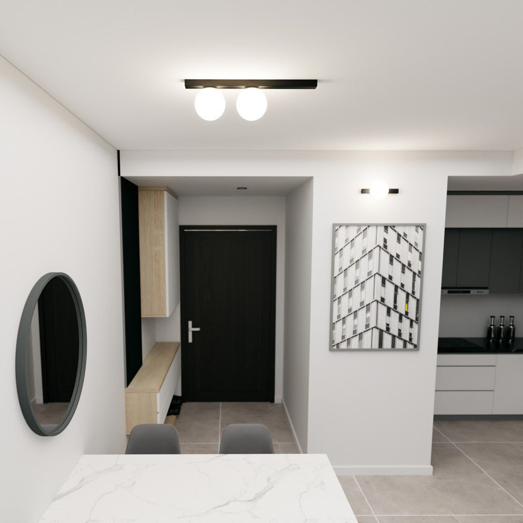 Deckenleuchte Flex 2 in Schwarz, Weiß, 2-flammig