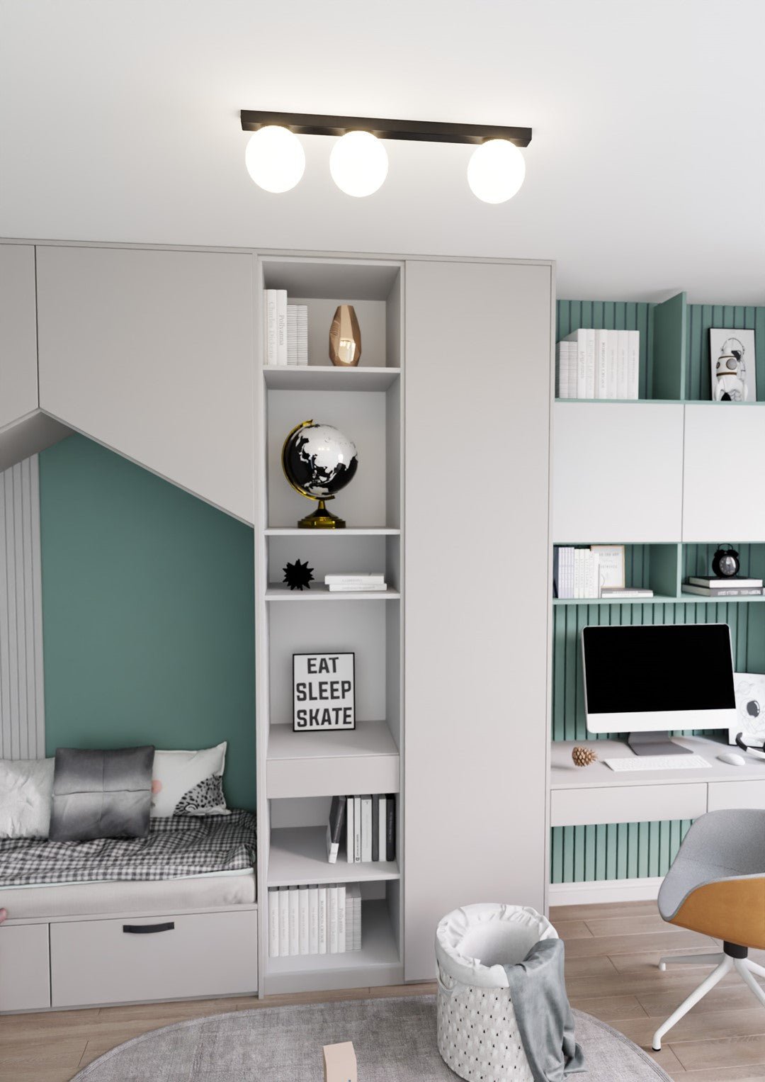 Deckenleuchte Flex 3 in Schwarz, Weiß, 3-flammig