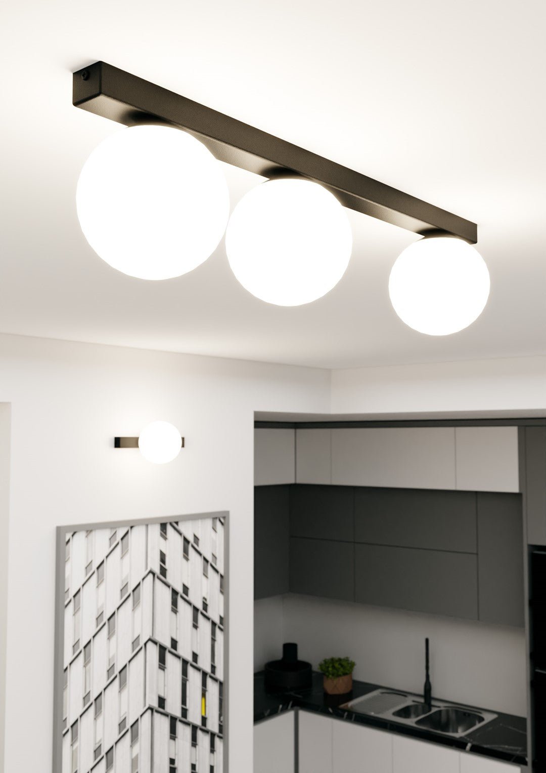 Deckenleuchte Flex 3 in Schwarz, Weiß, 3-flammig