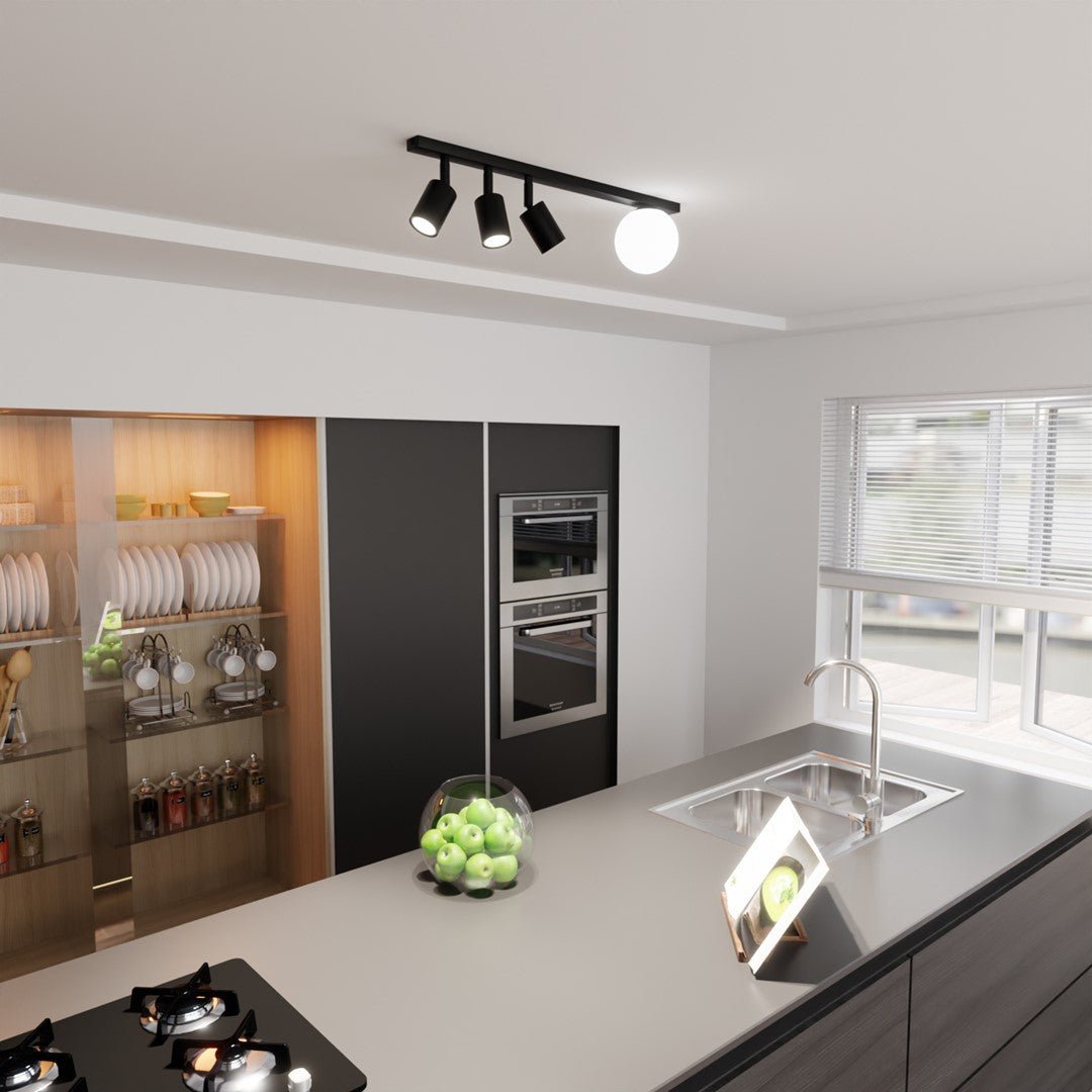 Deckenleuchte Forte 4 in Schwarz, Weiß, 4-flammig