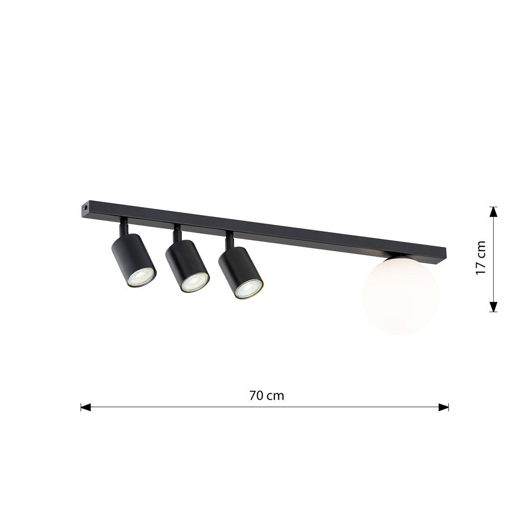 Deckenleuchte Forte 4 in Schwarz, Weiß, 4-flammig