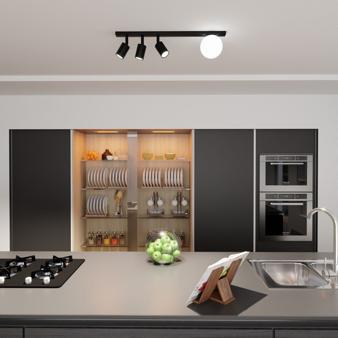 Deckenleuchte Forte 4 in Schwarz, Weiß, 4-flammig