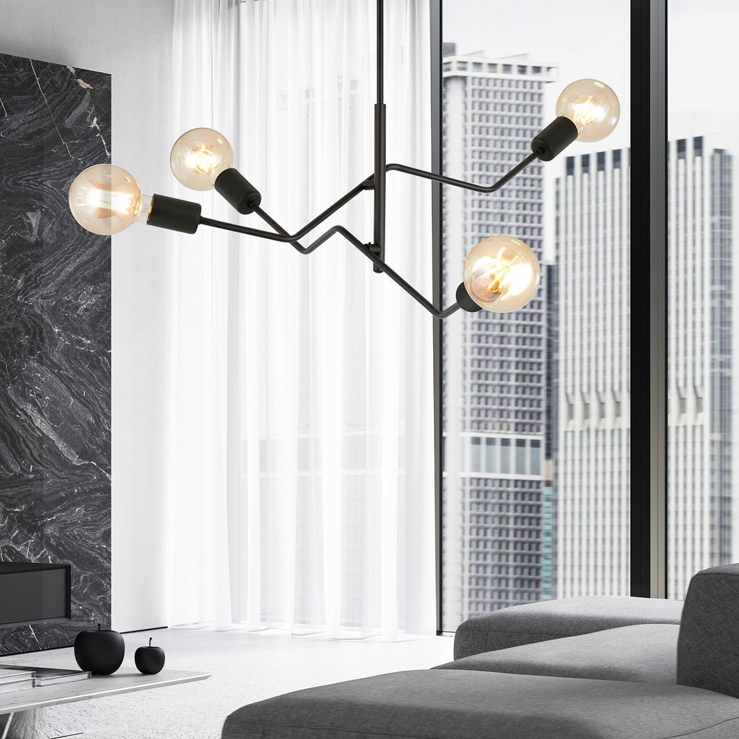 Deckenleuchte Glacioi 4 in Schwarz, 4-flammig