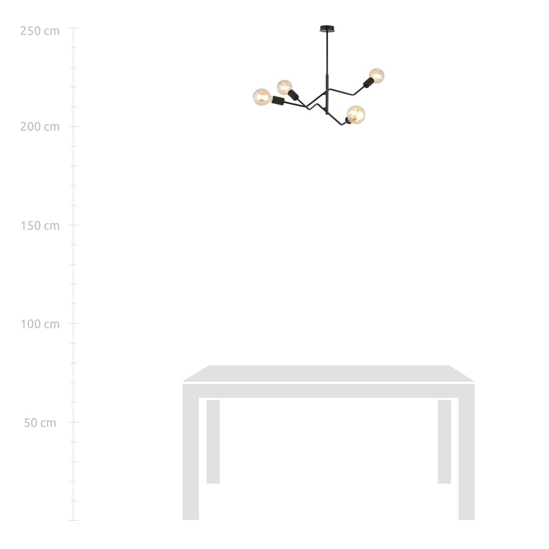 Deckenleuchte Glacioi 4 in Schwarz, 4-flammig