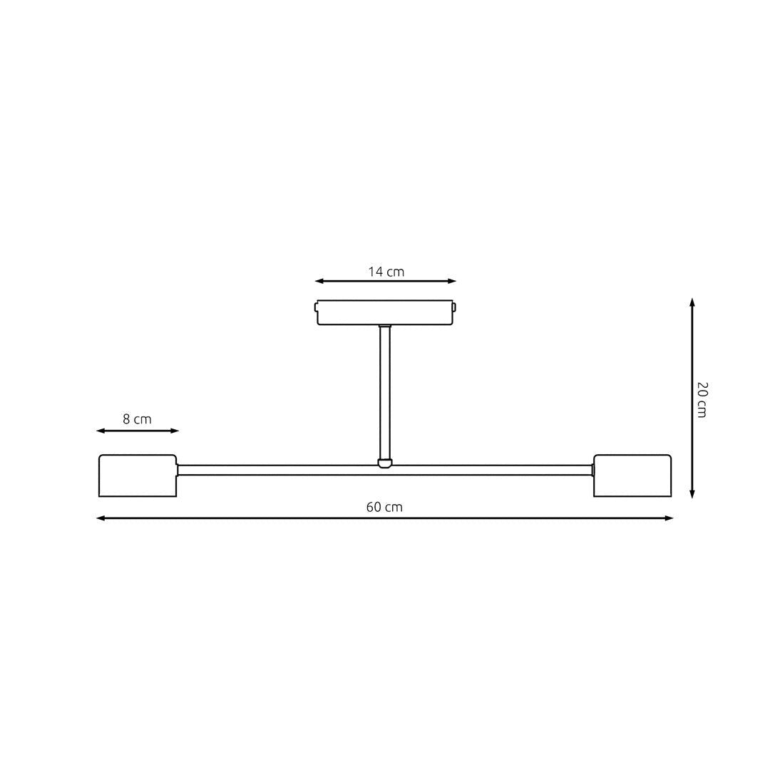 Deckenleuchte Glimora 2 in Schwarz, 2-flammig