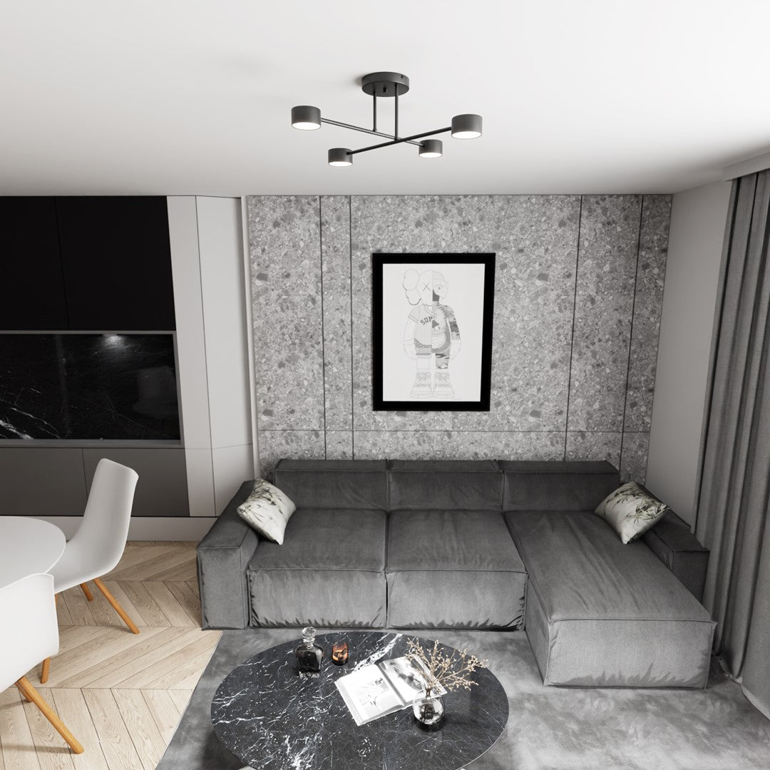 Deckenleuchte Glimora 4 in Schwarz, 4-flammig