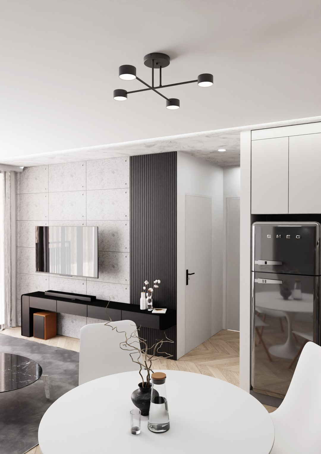 Deckenleuchte Glimora 4 in Schwarz, 4-flammig