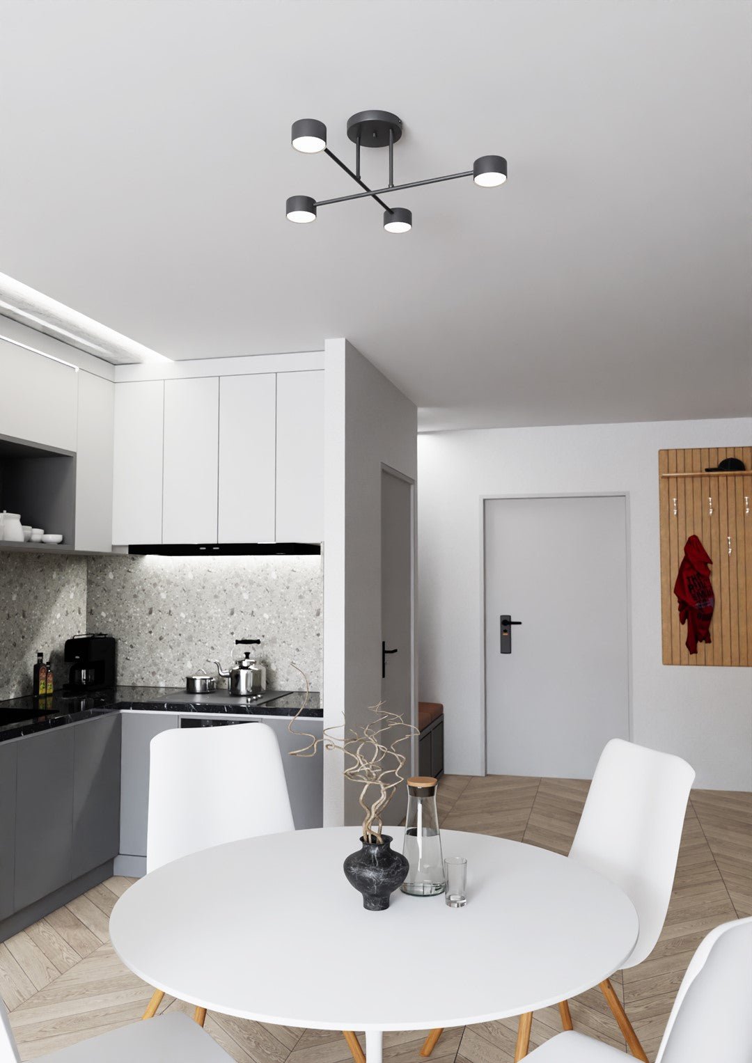 Deckenleuchte Glimora 4 in Schwarz, 4-flammig