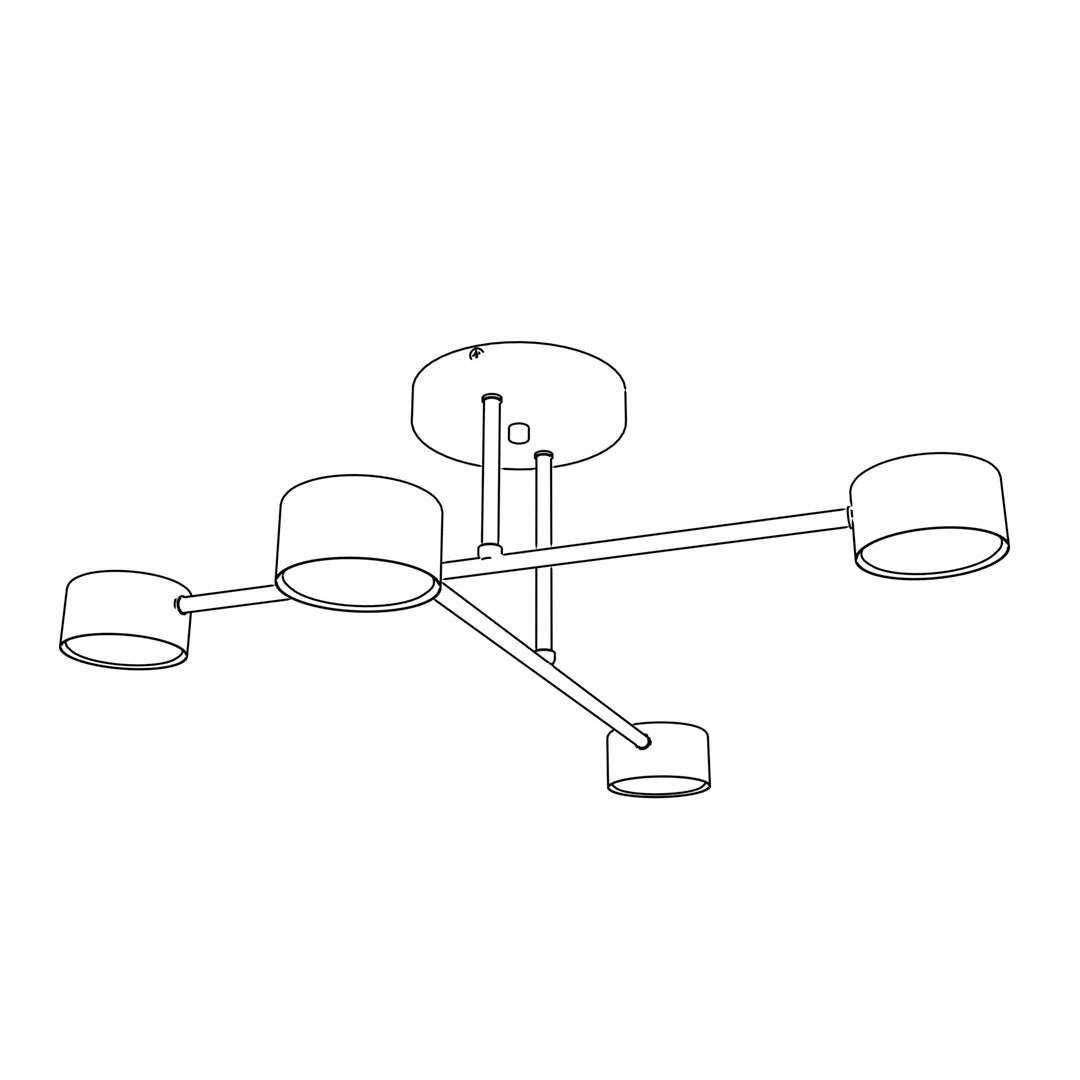 Deckenleuchte Glimora 4 in Schwarz, 4-flammig