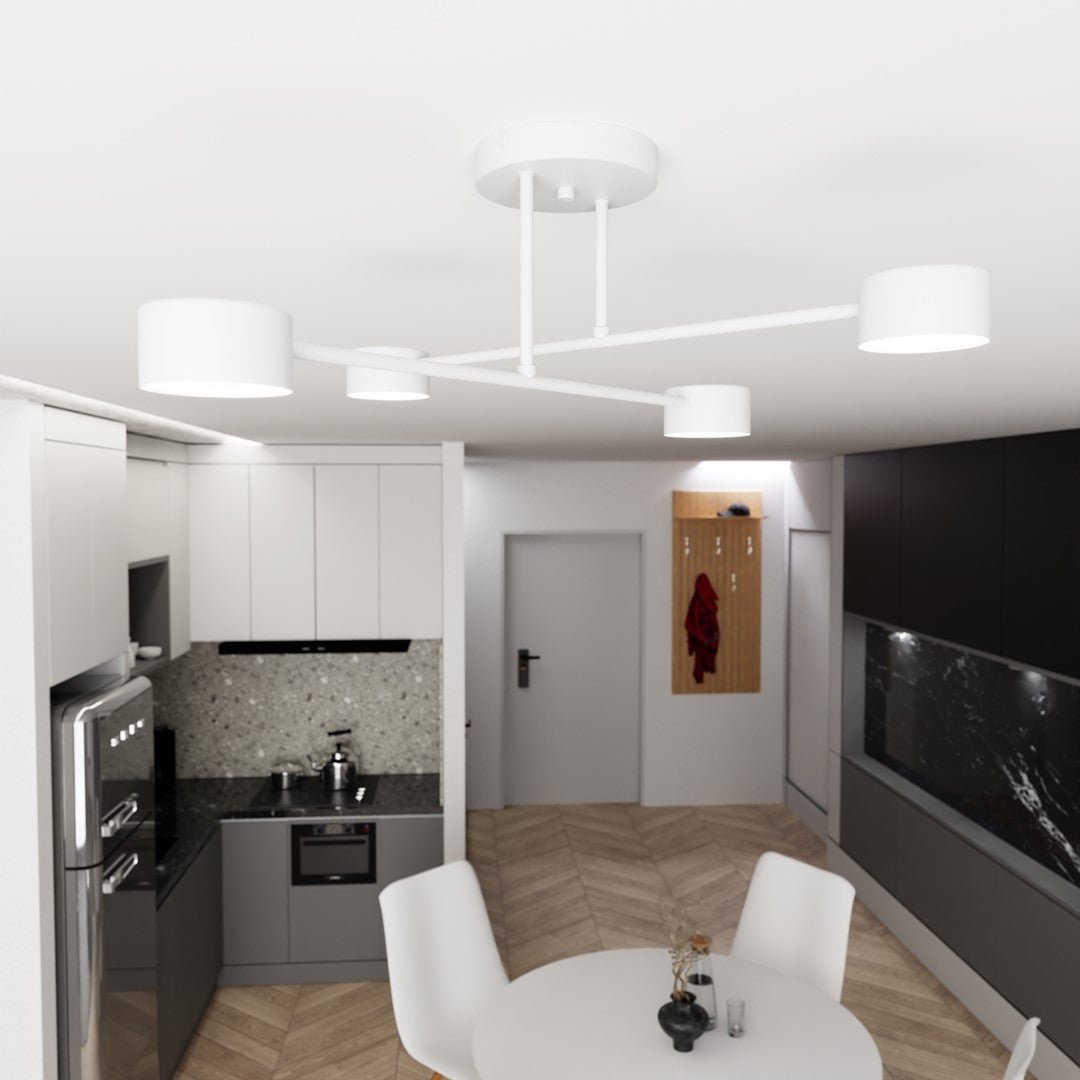 Deckenleuchte Glimora 4 in Weiß, 4-flammig