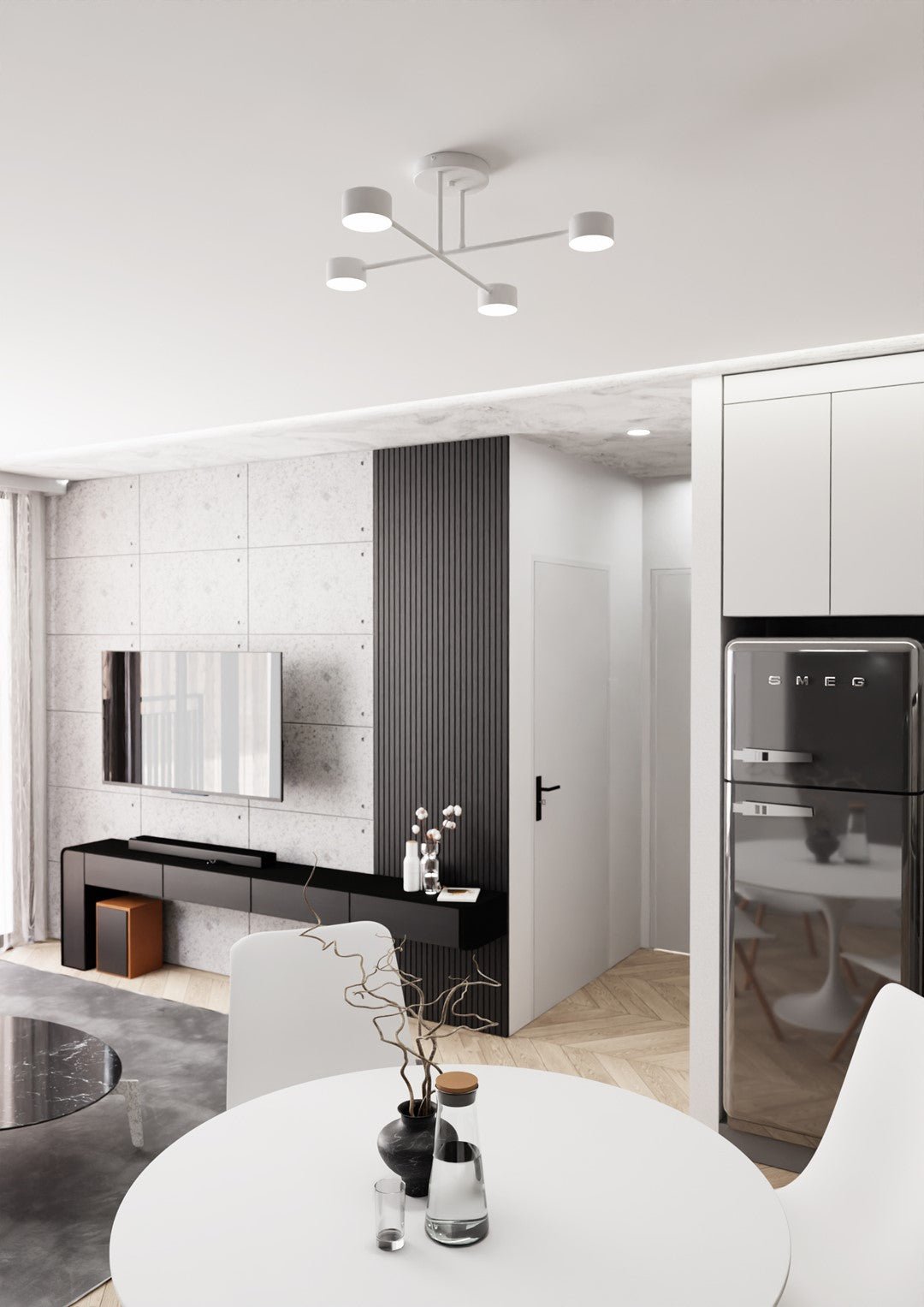 Deckenleuchte Glimora 4 in Weiß, 4-flammig