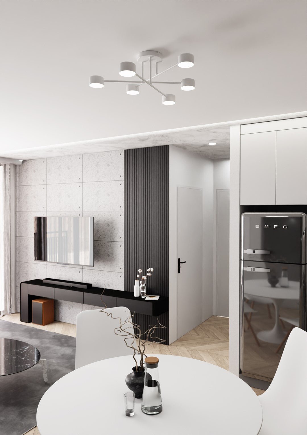 Deckenleuchte Glimora 6 in Weiß, 6-flammig