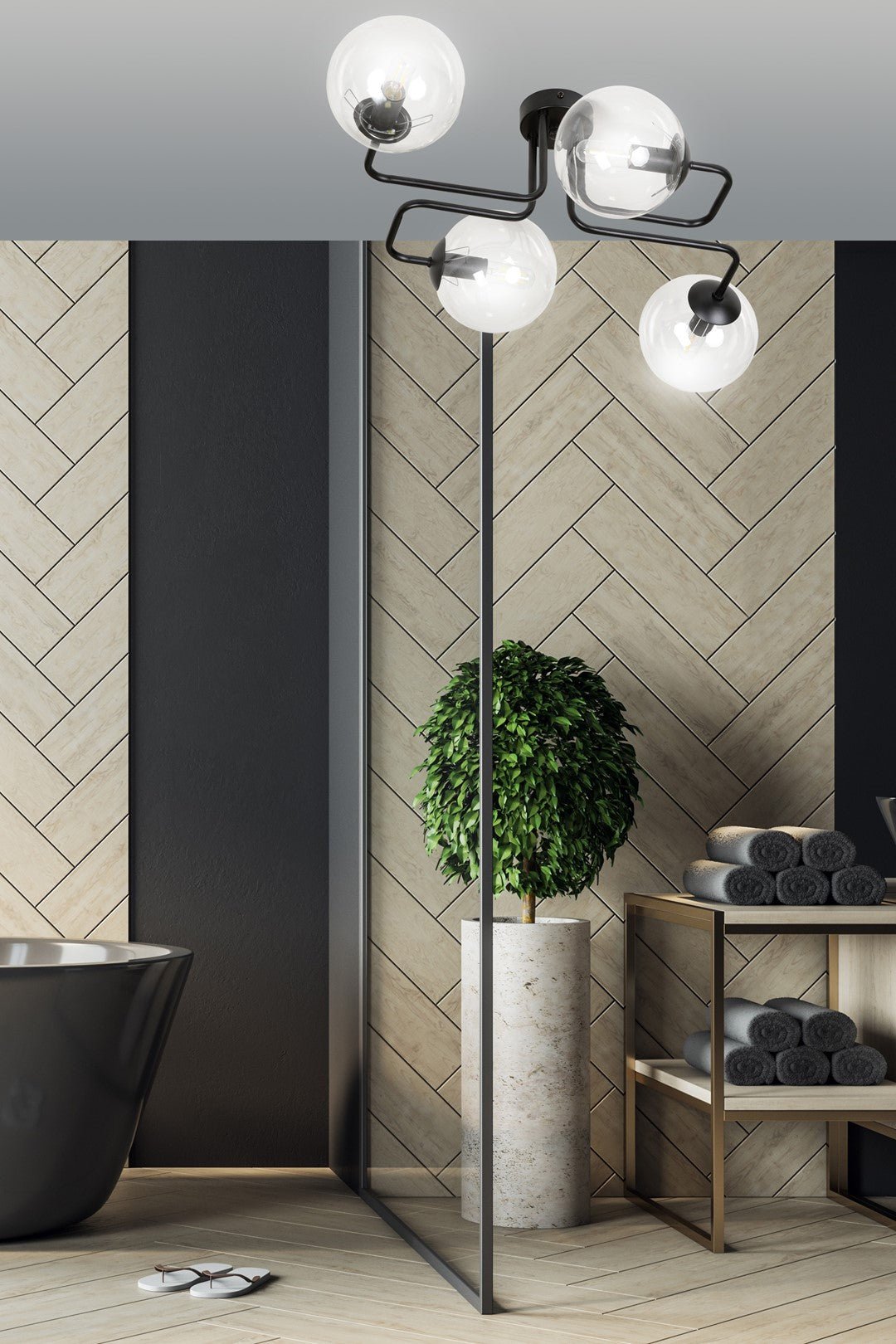 Deckenleuchte Glitz 4 in Schwarz, 4-flammig