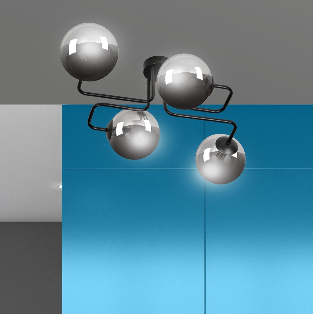 Deckenleuchte Glitz 4 in Schwarz, Graphit, 4-flammig