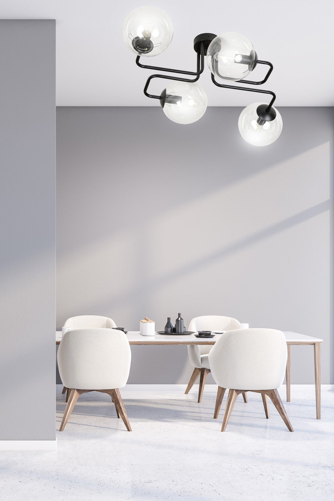 Deckenleuchte Glitz 4 in Schwarz, 4-flammig