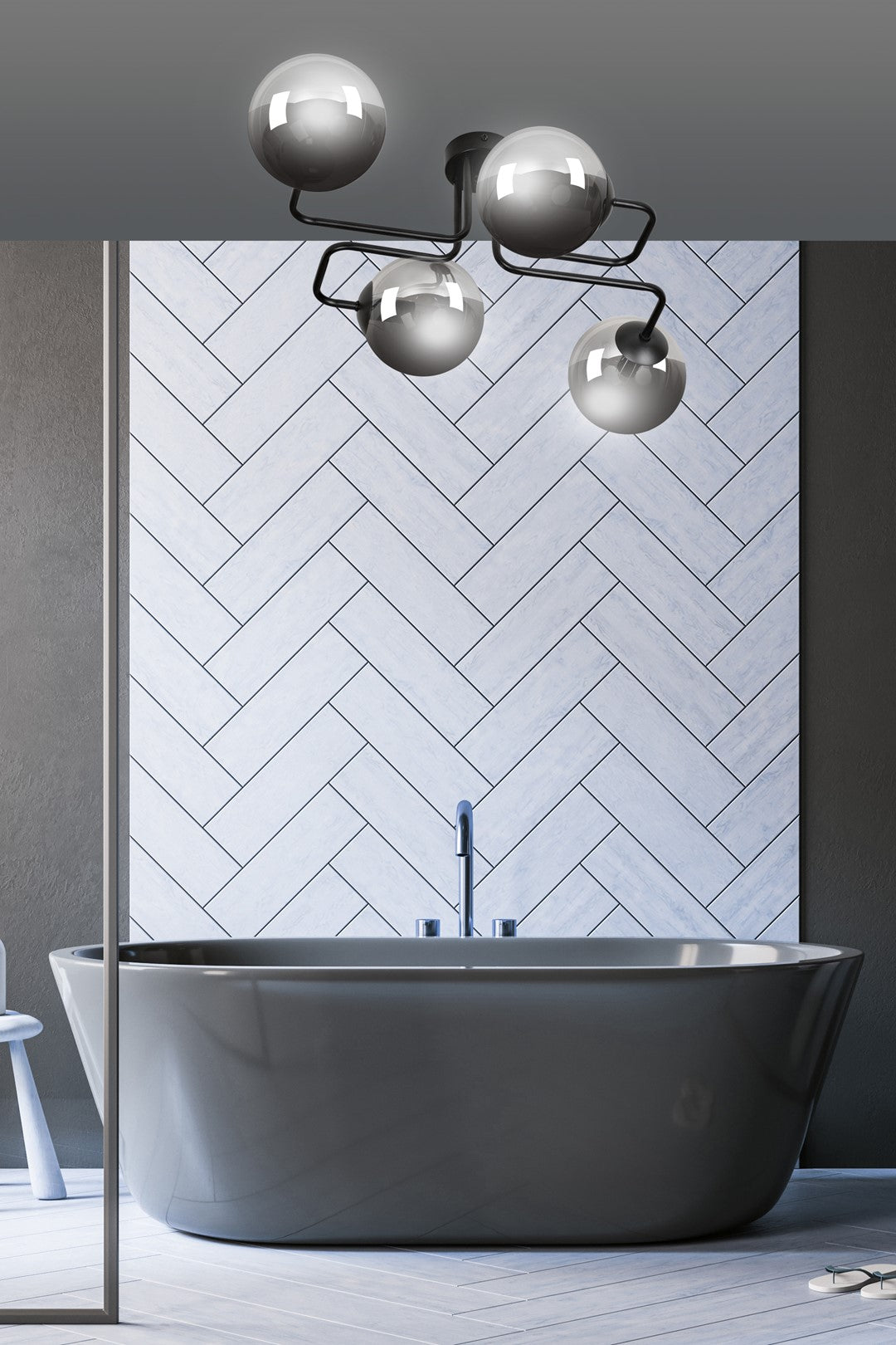 Deckenleuchte Glitz 4 in Schwarz, Graphit, 4-flammig